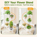 Metal Plant Stand Indoor Outdoor, 5 Tier Tall Flower Pot Holder Potted Display - Image 4