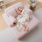 56" Oversized Chaise Lounge Chair Indoor, Plush Faux Fur Sleeper Sofa Couch Bed - Image 6