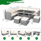 Tangkula 7 Pieces Patio Furniture Set, Outdoor Sectional Rattan Dining Sofa Set - Image 4