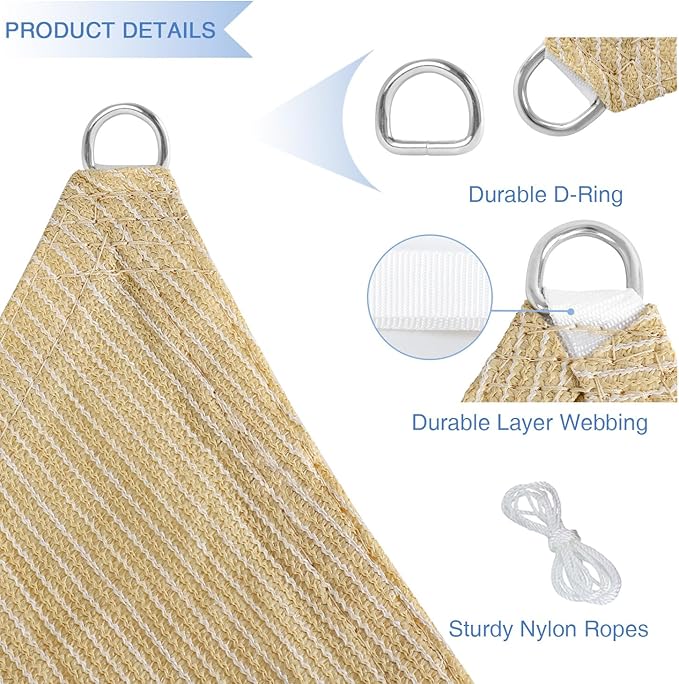 E&K Sunrise 14' x 14' x 14' Sun Shade Sail Triangle Canopy Shade Cover UV Block - Image 4