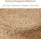 Wimarsbon Foot Stool Ottoman Round Natural Seagrass Footrest Stool Hand-Woven - Image 5