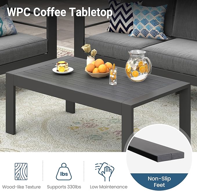 Wisteria Lane Aluminum Outdoor Patio Furniture Coffee Table, All-Weather - Image 6