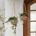 LA JOLIE MUSE Natural Seagrass Hanging Planter Basket Set, Indoor Plant Pots - Image 2