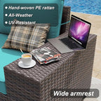 ALAULM 12 Pieces Outdoor Patio Furniture Set Sectional Sofa Sets Brown PE - Image 2
