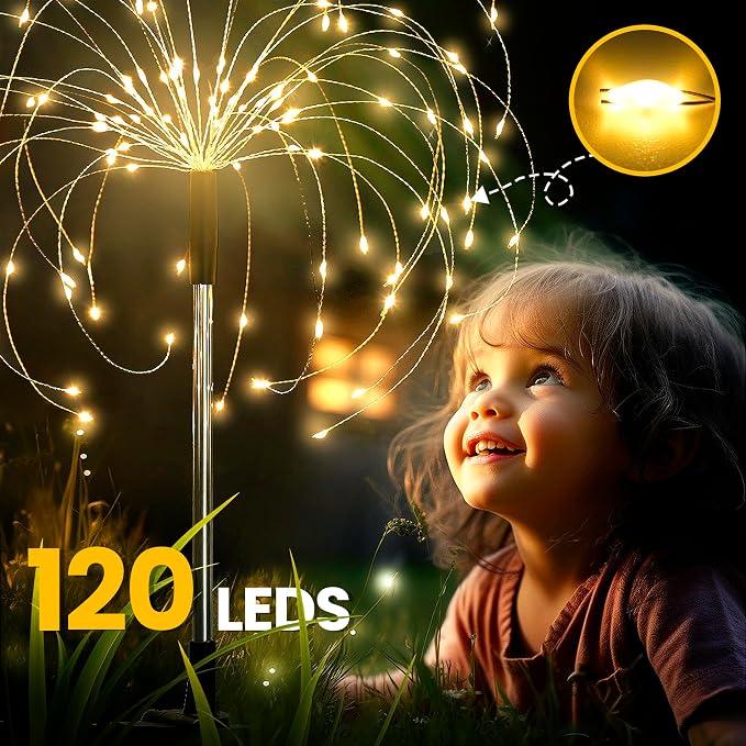 GIGALUMI Garden Decor Outdoor Lights 120LED 2Pack, Solar Garden Lights - Image 8