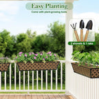 SPECILITE 24" Window Boxes Planters, Heavy Duty Metal Railing Planter Boxes - Image 5