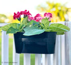 LaLaGreen Outdoor Rail Planter Black Metal Iron Hanging Flower Pots Deck - Image 9