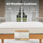5-Piece Acacia Wood Patio Sectional Set, L-Shaped Outdoor Sofa Garden Couch - Image 5
