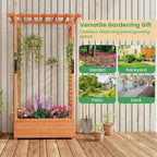 Giantex Raised Garden Bed with Trellis & Hanging Roof, Wood Planter Box with - Image 8