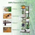 DolceLuna Plant Stand Indoor 6 Tier, Bamboo Plant Shelf Corner Display Rack - Image 4
