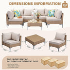 7-Piece Patio Furniture Set, Outdoor Wicker Sectional Sofa - Image 2