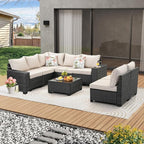 8 Pieces Patio Furniture Set All-Weather Outdoor Wicker Sectional Conversation - Image 8