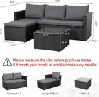 Shintenchi Outdoor Patio Furniture Sets, Small Outdoor Sofa Patio Sectional - Image 3