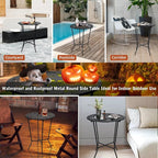 25" Height Side Table, 18inch Round Metal Outdoor Patio Bistro Table, Weather - Image 4