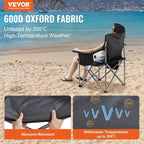 VEVOR Oversized Camping Folding Chair, Portable Heavy Duty Outdoor Quad Lumbar - Image 4