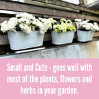LaLaGreen Planter Boxes Outdoor White Metal Iron Hanging Flower Pots Deck - Image 4