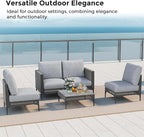 Outdoor Patio Sofa Conversation Set–Rattan 4 Seats Comfortable Couch - Image 8
