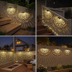 6 Pack Solar Fence Lights Outdoor Wall Lights Black Plastic Solar Powered Deck - Image 5
