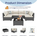 7 Piece Outdoor Patio Furniture Set, Outdoor Sectional Furniture, Rattan & - Image 7