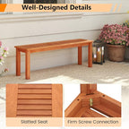 Tangkula 47 Inch Patio Wood Bench, 2-Person Backless Bench w/Slatted Seat - Image 7