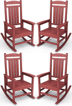 KINGYES HDPE Outdoor Rocking Chair Set of 4, All-Weather Poly Patio Rocking by KINGYES