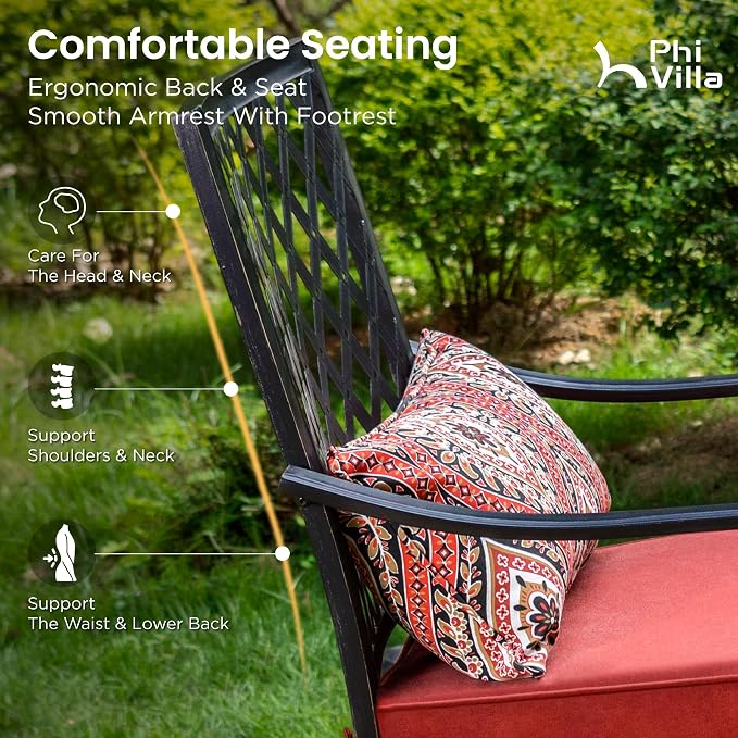 PHI VILLA Outdoor Swivel Bar Stools Set of 4, Counter Height Patio Chairs - Image 3