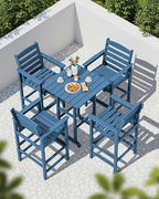 SERWALL 5-Piece Adirondack Bar Chair Set, HDPE Adirondack Barstools - Image 8