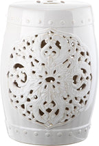 Safavieh Flora Glazed Ceramic Decorative Garden Stool, Antique White by SAFAVIEH