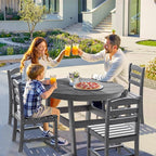 5 Piece Round Outdoor Dining Set, Relaxing HDPE Outdoor Table and Chairs - Image 2