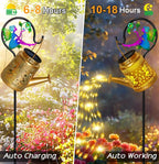 Solar Watering Can Lights Outdoor Garden Decor, Large Fairy Hanging Lantern - Image 3