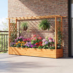 Giantex Raised Garden Bed with Trellis & Hanging Roof, Wood Planter Box with - Image 7