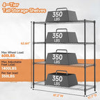 4 Tiers Storage Shelves Load 1400LBS, Metal Shelving Wire Metal Shelving Unit - Image 3