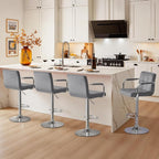 Yaheetech Velvet Bar Stools Set of 4, Adjustable Barstools - Image 2