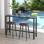 COSTWAY Outdoor Bar Table 55-inch Wide, Narrow Counter Height Dining Table - Image 9