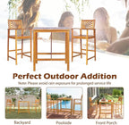 Tangkula 3 Piece Patio Bar Table & Chairs, Outdoor Acacia Wood Bar Set - Image 7