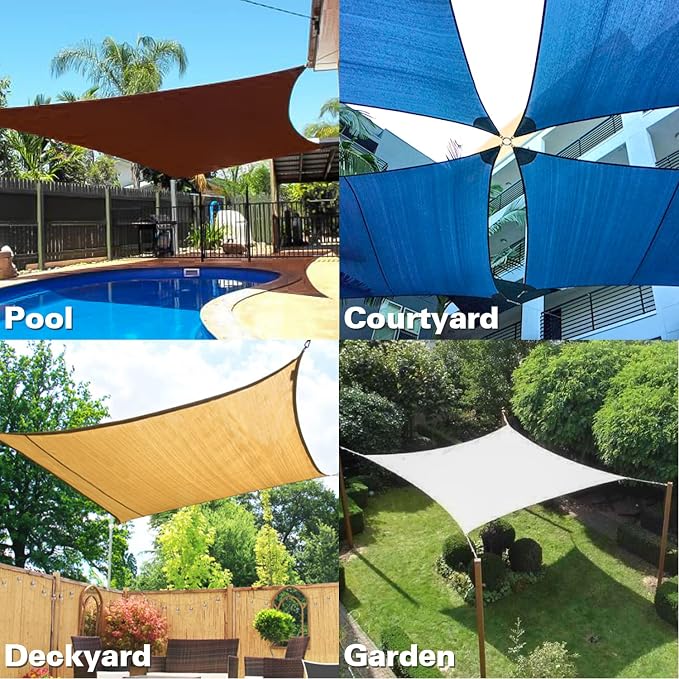 KANAGAWA 14'X14' Dark Green Custom Size Sun Shade Sail Square UV Block Canopy - Image 7