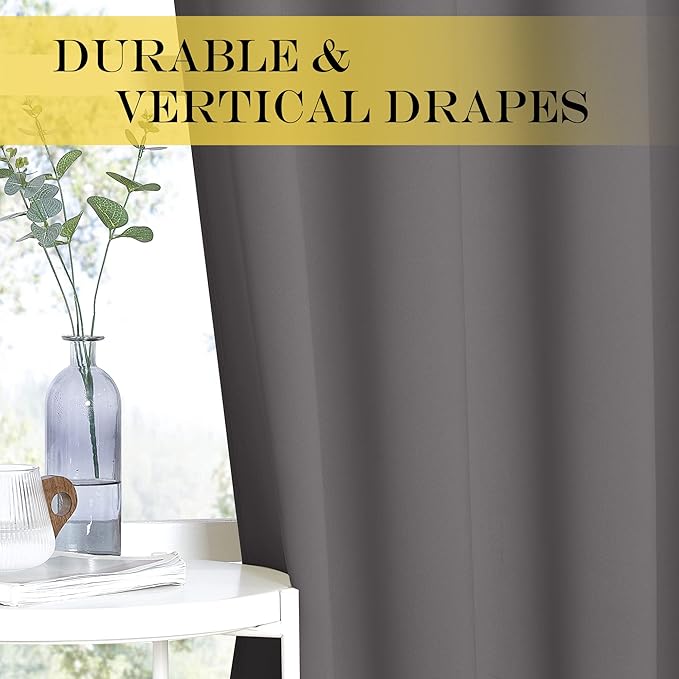 NICETOWN Blackout Grey Curtains Panel - Image 6
