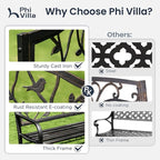 PHI VILLA Outdoor Garden Park Bench Patio 50" Metal Bench, Steel Frame Bench - Image 7