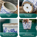 Vintage Ceramic Planter with Drainage Hole, Plastic Tray & Mesh, 5.5 Inch - Image 5