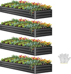 YITAHOME 4pcs 12x4x1 ft Galvanized Raised Garden Bed Kit, Large Metal Planter by YITAHOME