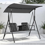 2-Person Porch Swing with Cup Holders, Pivot Storage Table & Cooler Bag by Unknown