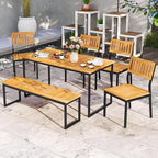 Tangkula 6 Pieces Outdoor Acacia Wood Dining Set, Patio Table and Chairs Set - Image 4