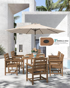 SERWALL 9-Piece Outdoor Dining Set, All Weather HDPE Outdoor Furniture Set - Image 3