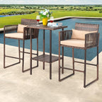 VINGLI 3 PCS Patio Bar Set Wicker, Outdoor Bar Table and Bar Stools - Image 8