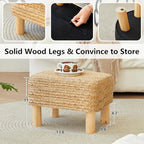 Ottoman Foot Stool Rectangular Footrest Natural Seagrass Footstool - Image 3