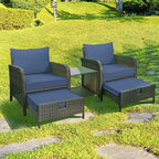 LEVELEVE Balcony Furniture 5 Piece Patio Conversation Set, PE Wicker Rattan - Image 7