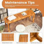 Tangkula 3 Piece Acacia Wood Patio Dining Table Set, Farmhouse Indoor Outdoor - Image 6