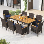 Tangkula 9 Pieces Rattan Outdoor Dining Set - Image 2