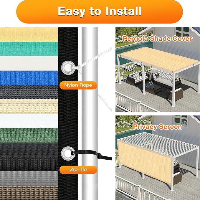 Artpuch Outdoor Pergola Shade Cover 12' X 18' Sun Shade Cloth - Image 5