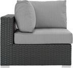 Modway Sojourn Wicker Rattan Outdoor Patio Sunbrella Fabric Corner in Canvas - Image 3
